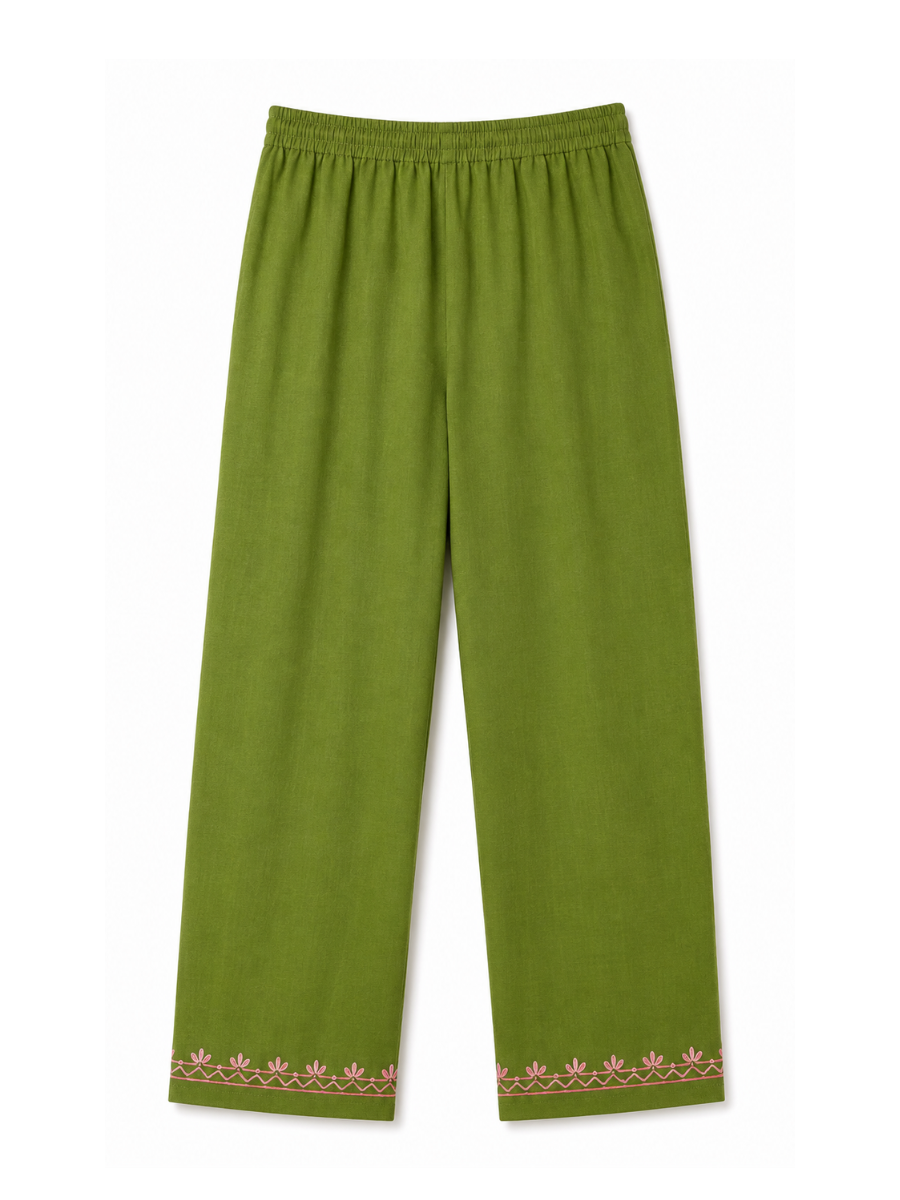 Kashmir Aari cotton Co-Ord Set | Dark Green